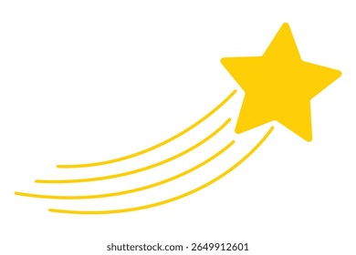 Star fall vector icon. Yellow shooting star. Flying comet with tail. Falling stars, falling meteor, abstract galaxy element. Vector illustration