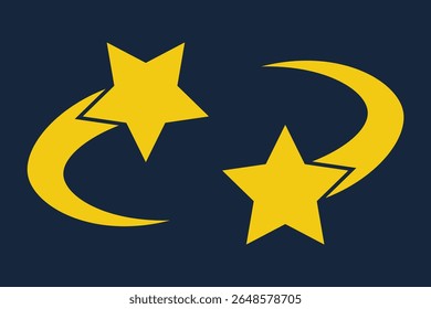 Ícones de vetor de queda de estrelas. Estrelas em queda. Cintilações de estrelas. Ilustração do vetor estrelado. Cometa, meteoro, ícones em um fundo transparente 