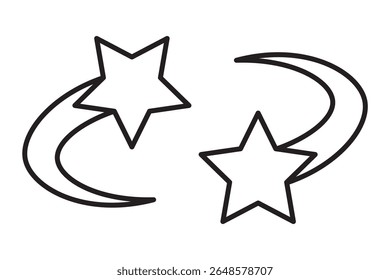 Ícones de vetor de queda de estrelas. Estrelas em queda. Cintilações de estrelas. Ilustração do vetor estrelado. Cometa, meteoro, ícones em um fundo transparente 