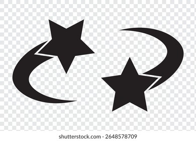 Ícones de vetor de queda de estrelas. Estrelas em queda. Cintilações de estrelas. Ilustração do vetor estrelado. Cometa, meteoro, ícones em um fundo transparente 