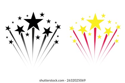 Stern des Falles der Kometen, Meteoriten, Asteroiden, die Funken des Feuerwerks. 