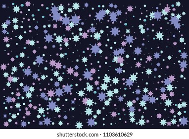 
Star Falling Confetti Print. Vector Background for Birthday Party, Celebration, Festival.