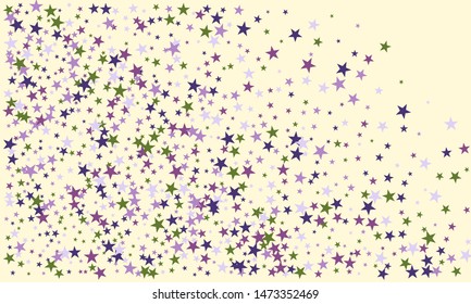 Star Falling Confetti Print. Vector Background for Birthday Party, Celebration, Festival.
