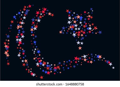 Star Falling Confetti Print. Vector Background for Birthday Party, Celebration, Festival.