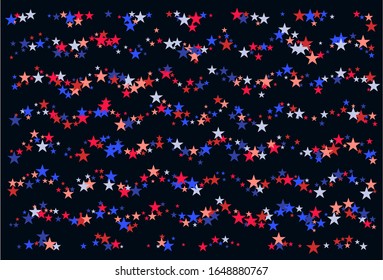 Star Falling Confetti Print. Vector Background for Birthday Party, Celebration, Festival.
