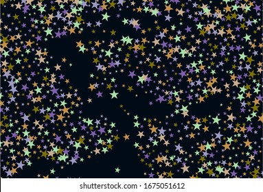 Star Falling Confetti Print. Vector Background for Birthday Party, Celebration, Festival.