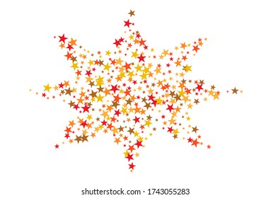 Star Falling Confetti Print. Vector Background for Birthday Party, Celebration, Festival.