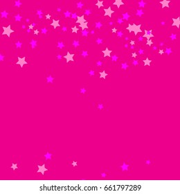 Star Falling Confetti Print. Vector Background for Birthday Party Celebration. Starlight Light Paper in pink color.