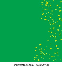 Star Falling Confetti Print. Vector Background for Birthday Party Celebration. Starlight, Light Paper in Green Colors. 