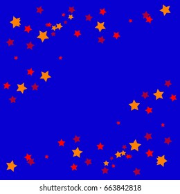 Star Falling Confetti Print. Vector Background for Birthday Party Celebration. Starlight, Light Paper in Gold, Yellow Colors. 