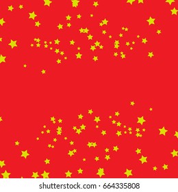 Star Falling Confetti Print. Vector Background for Birthday Party Celebration. Starlight, Dark Paper in Gold Color. 