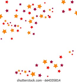 Star Falling Confetti Print. Vector Background for Birthday Party Celebration. Starlight, Light Paper in Gold, Red  Colors. 