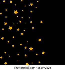 Star Falling Confetti Print. Vector Background for Birthday Party Celebration. Starlight, Dark Paper in Gold Color. 