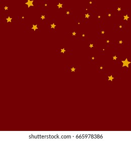 Star Falling Confetti Print. Vector Background for Birthday Party Celebration. Starlight, Dark Paper in Gold Color. 