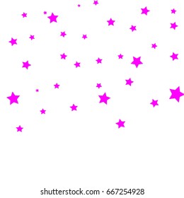 Star Falling Confetti Print. Vector Background for Birthday Party Celebration. Starlight, Light Paper in Pink  Color. 