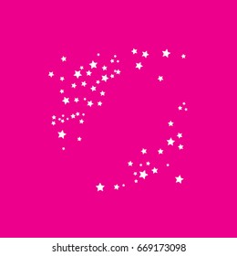 Star Falling Confetti Print Vector Background for Birthday Party Celebration Starlight, Dark Paper in Dark pink color