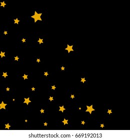 Star Falling Confetti Print. Vector Background for Birthday Party Celebration Starlight, Dark Paper in Gold, Color. 
