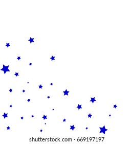 Star Falling Confetti Print. Vector Background for Birthday Party Celebration Starlight, Light Paper in Blue Color.