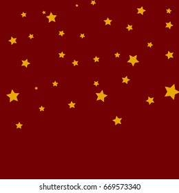 Star Falling Confetti Print. Vector Background for Birthday Party Celebration. Golden Stars in Dark Red Background.