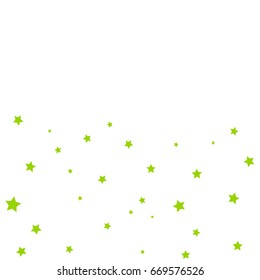 Star Falling Confetti Print. Vector Background for Birthday Party Celebration. Green Stars in White Background.