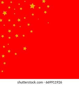 Star Falling Confetti Print. Vector Background for Birthday Party Celebration. Gold Stars in Red Background.