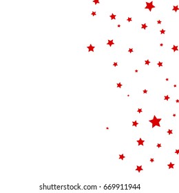 Star Falling Confetti Print. Vector Background for Birthday Party Celebration. Red Stars in White Background.