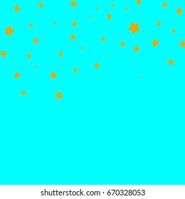Star Falling Confetti Print. Vector Background for Birthday Party Celebration. Gold Stars in Light Green Background. 