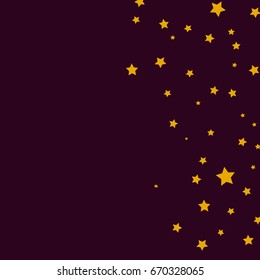 Star Falling Confetti Print. Vector Background for Birthday Party Celebration. Gold Stars in Dark Background. 