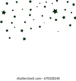 Star Falling Confetti Print. Vector Background for Birthday Party Celebration. Black Stars in White Background. 