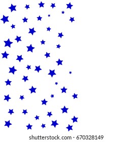 Star Falling Confetti Print. Vector Background for Birthday Party Celebration. Blue Stars in White Background. 