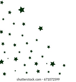 Star Falling Confetti Print. Vector Background for Birthday Party Celebration. Black Stars in White Background.