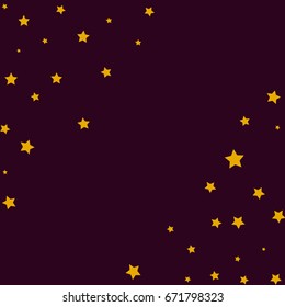 Star Falling Confetti Print. Vector Background for Birthday Party Celebration. Gold Stars in Dark Background.