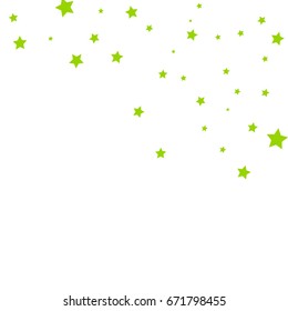 Star Falling Confetti Print. Vector Background for Birthday Party Celebration. Green Stars in White Background.