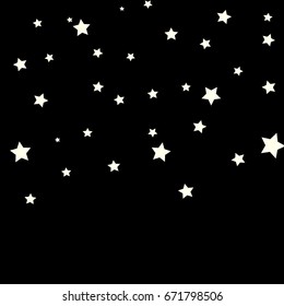 Star Falling Confetti Print. Vector Background for Birthday Party Celebration. Sliver Stars in Dark Background.