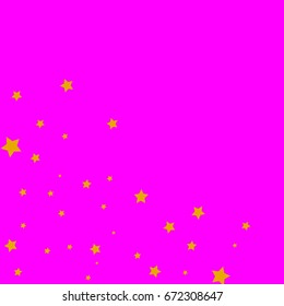Star Falling Confetti Print. Vector Background for Birthday Party Celebration. Gold Stars in Pink Background.
