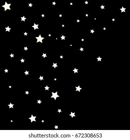 Star Falling Confetti Print. Vector Background for Birthday Party Celebration. Sliver Stars in Dark Background.
