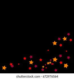 Star Falling Confetti Print. Vector Background for Birthday Party Celebration. Gold, Pink Stars in Dark Background.