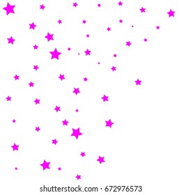 Star Falling Confetti Print. Vector Background for Birthday Party Celebration. Pink Stars in White Background.