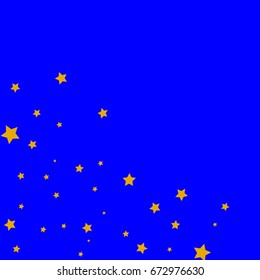 Star Falling Confetti Print. Vector Background for Birthday Party Celebration. Gold Stars in Blue Background.