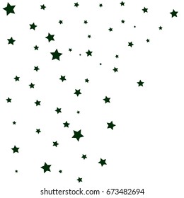 Star Falling Confetti Print. Vector Background for Birthday Party Celebration, Festival. Black Stars in White Background.