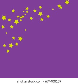 Star Falling Confetti Print. Vector Background for Birthday Party, Celebration, Festival. Purple Background With Gold Stars.