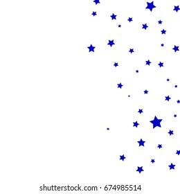 Star Falling Confetti Print. Vector Background for Birthday Party, Celebration, Festival. White Background With Tiny Blue Stars.