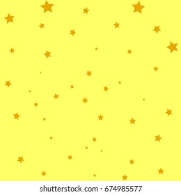 Star Falling Confetti Print. Vector Background for Birthday Party, Celebration, Festival. Golden Stars In Gold Background.