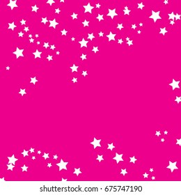 Star Falling Confetti Print. Vector Background for Birthday Party Celebration, Festival. Pink Background With Sliver Stars.