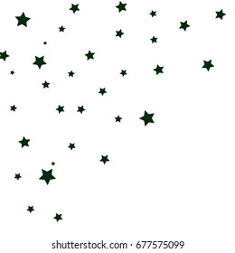 Star Falling Confetti Print. Vector Background for Birthday Party, Celebration, Festival. White Background With Black Stars.