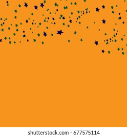 Star Falling Confetti Print. Vector Background for Birthday Party, Celebration, Festival. Black Stars In Golden orange Background.