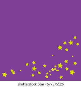 Star Falling Confetti Print. Vector Background for Birthday Party, Celebration, Festival. Purple Background With Gold Stars.
