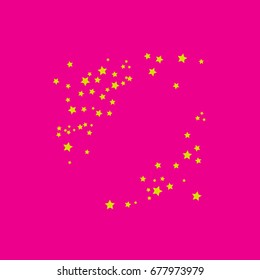 Star Falling Confetti Print. Vector Background for Birthday Party, Celebration, Festival. Pink Background With Gold Stars.