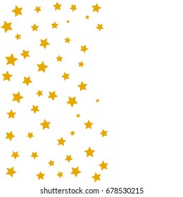 Star Falling Confetti Print. Vector Background for Birthday Party, Celebration, Festival. White Background With Golden Stars.
