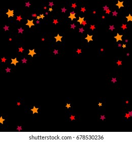 Star Falling Confetti Print. Vector Background for Birthday Party Celebration. Dark Background With Gold And Pink Stars.